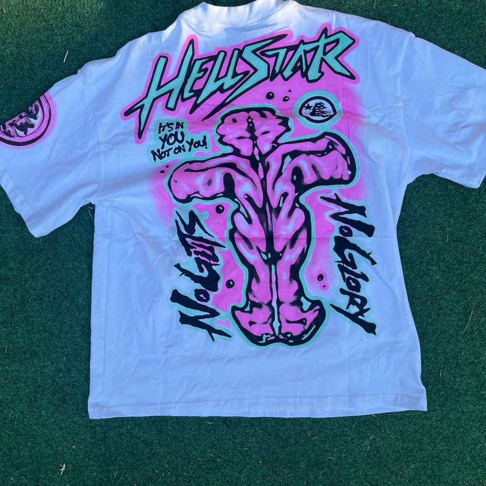 White and Pink hell star tee
